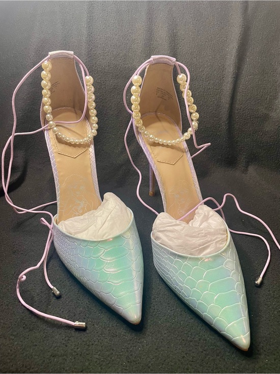 Disney Shoes - *RARE* Ariel Pastel Pointed Toe Heels with Mermaid Pearl Ankle Straps - Women